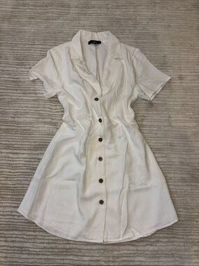 Lulu's White Button-Front Mini Dress